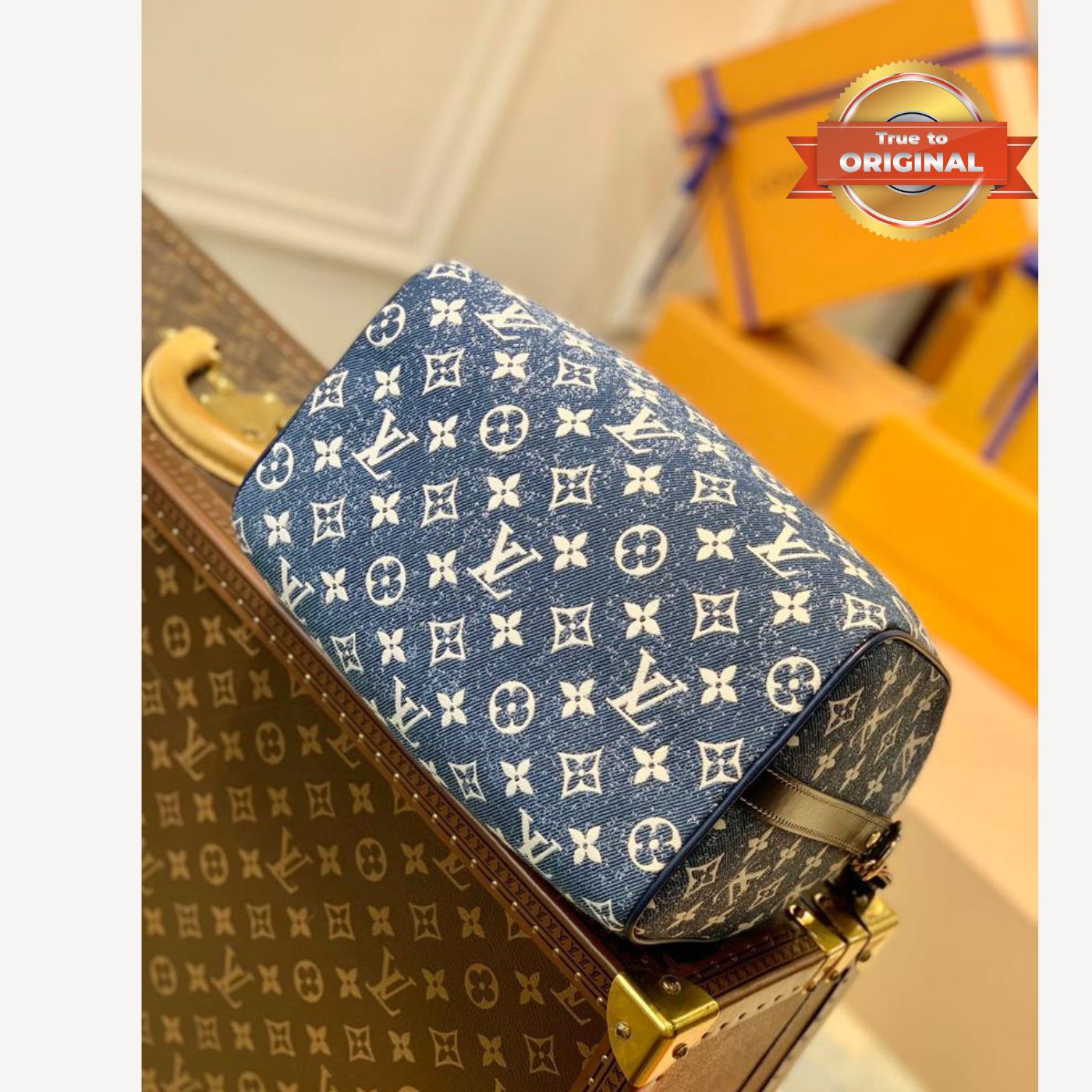 [True-to-ORIGINAL] Louis Vuitton Speedy Bandouliere 25 Monogram Denim Jacquard Navy Blue 9.8in/25cm